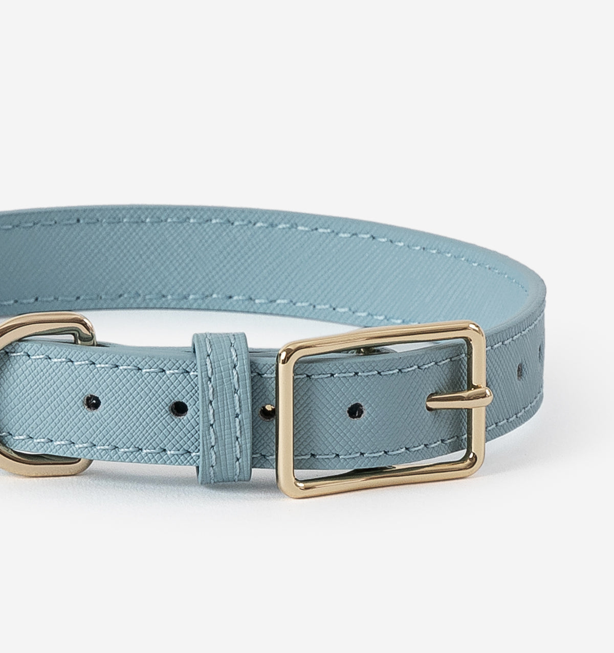 MISTER WOOF Pale Blue Leather Dog Collar Fashionable Dog Collar Mister Woof